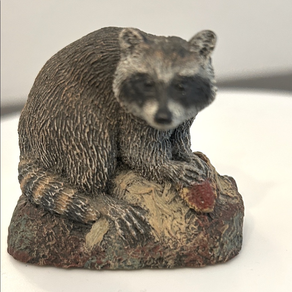 1978 Vintage The Bronze Menagerie' Raccoon Sculpture by Herman L Deaton